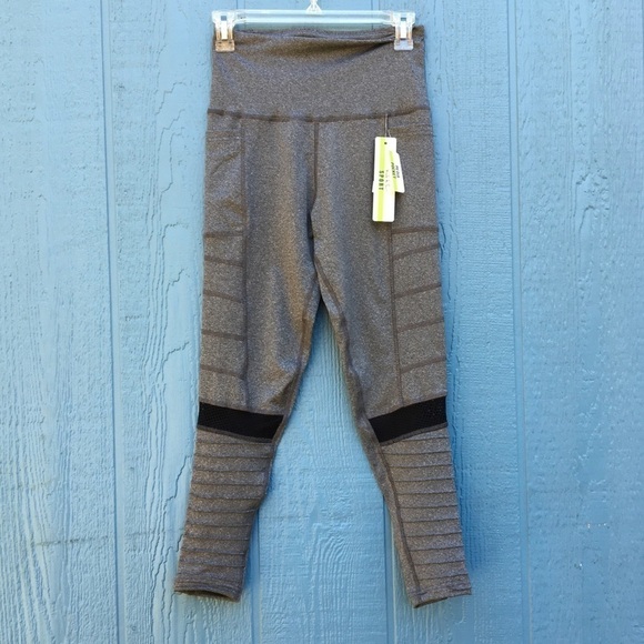 NWT Nicole Miller Sport Gray Skinny Athletic Workout Leggings M Athleisure Gym - Picture 2 of 7
